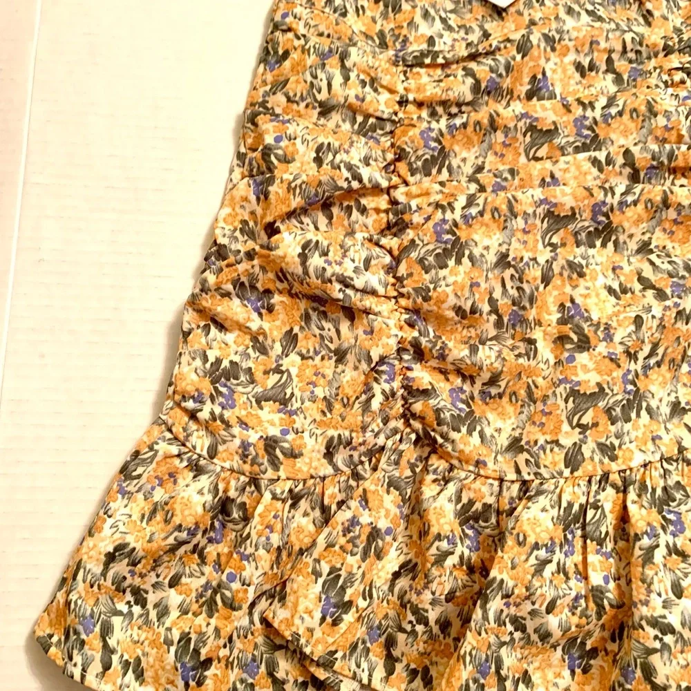 GoodNight Macaroon Mini skirt Ruffled Ruched Floral M coastal cowgirl NWT New